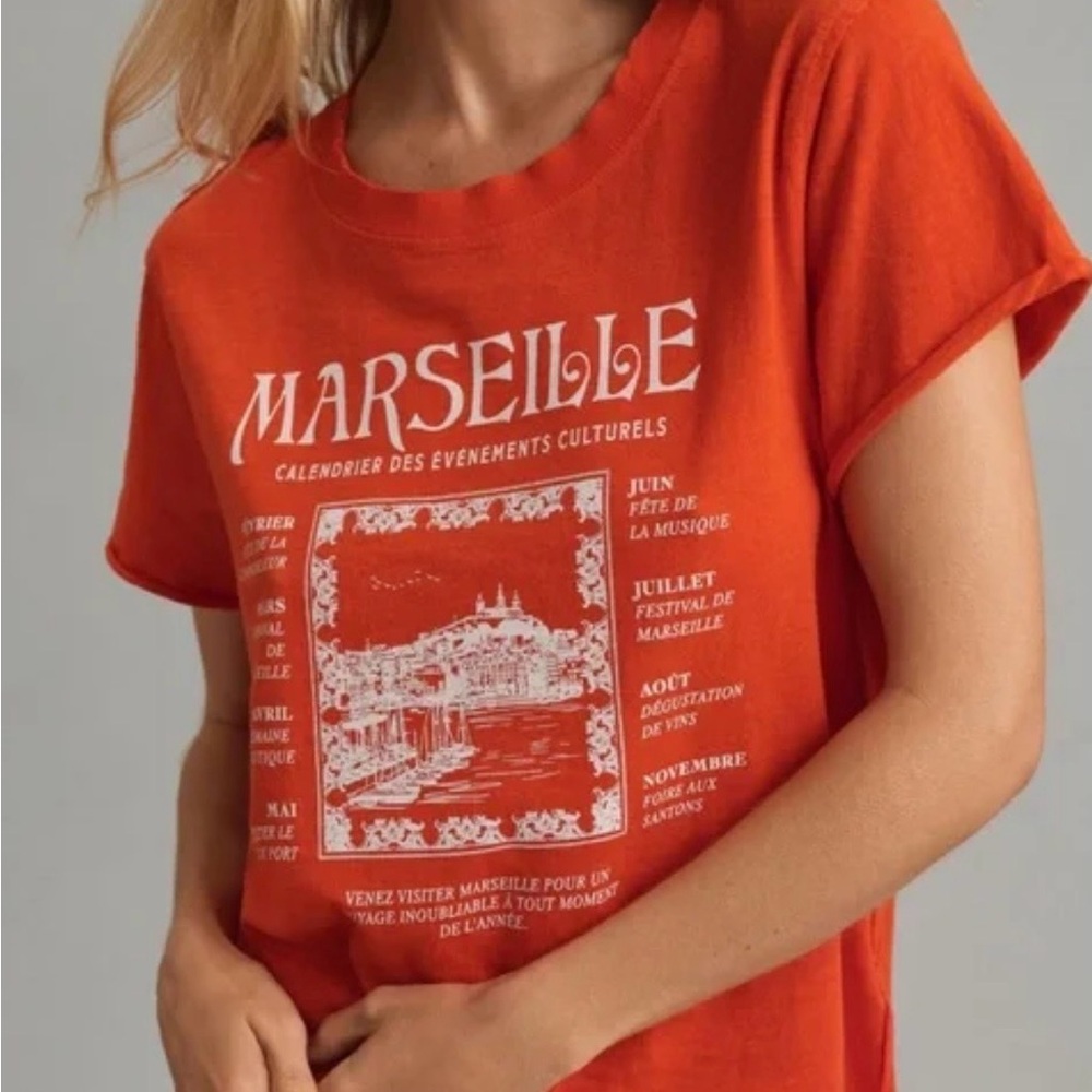 Maeve Marseille Graphic Orange Tee